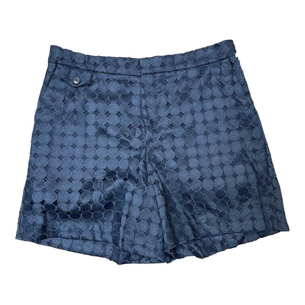 Banana Republic Flat Front High Waist Chino Blue Circle Shorts Sz 10 Classic EUC